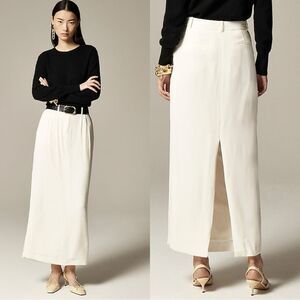 NWT J CREW Trouser maxi skirt in viscose crepe in Ivory